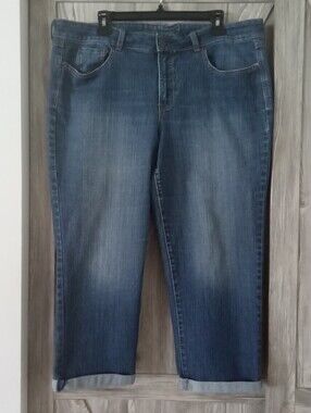 ALFRED SUNG Cropped Stretch Blue Jeans 18